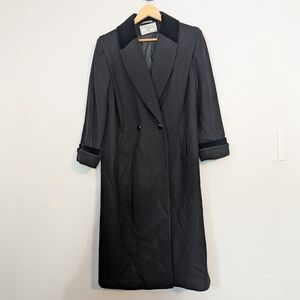 Vintage Wool Black Double-Breasted Warm Maxi Coat Timeless Luxury Capsule Goth